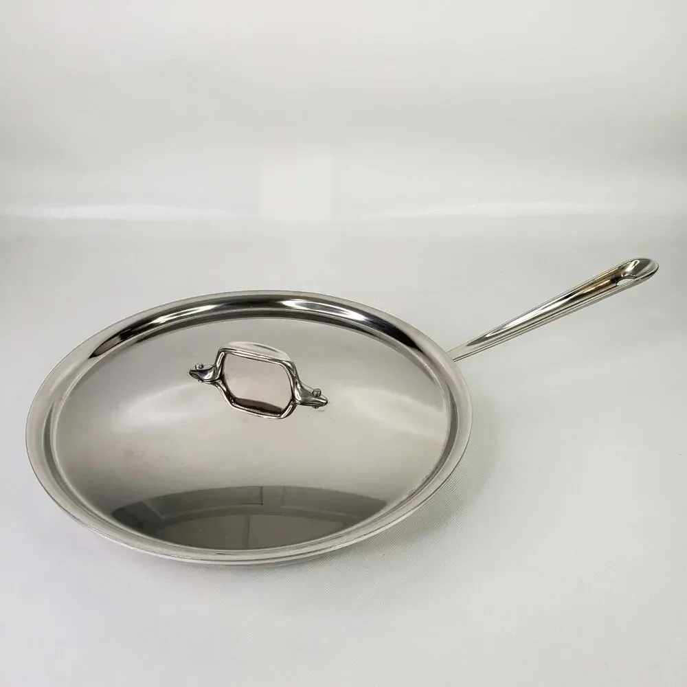 All-Clad 12-Inch D3 Stainless Steel Fry Pan Induction Ready Skillet W/Lid USED
